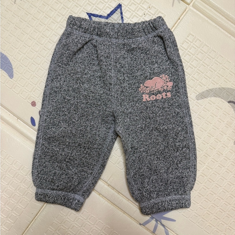 Roots Kids Charcoal and Pink Sweatpants